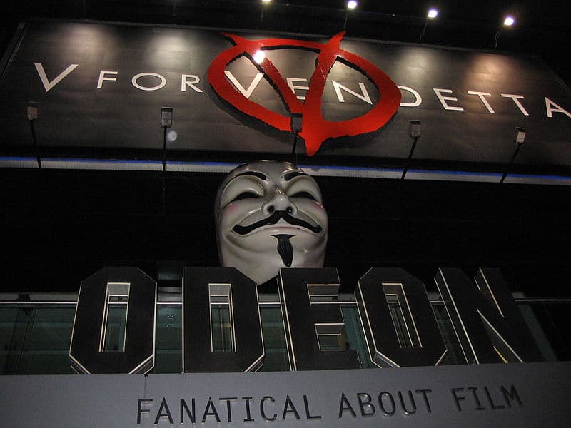 V per Vendetta: promozione all?Odeon Leicester Square di Londra.